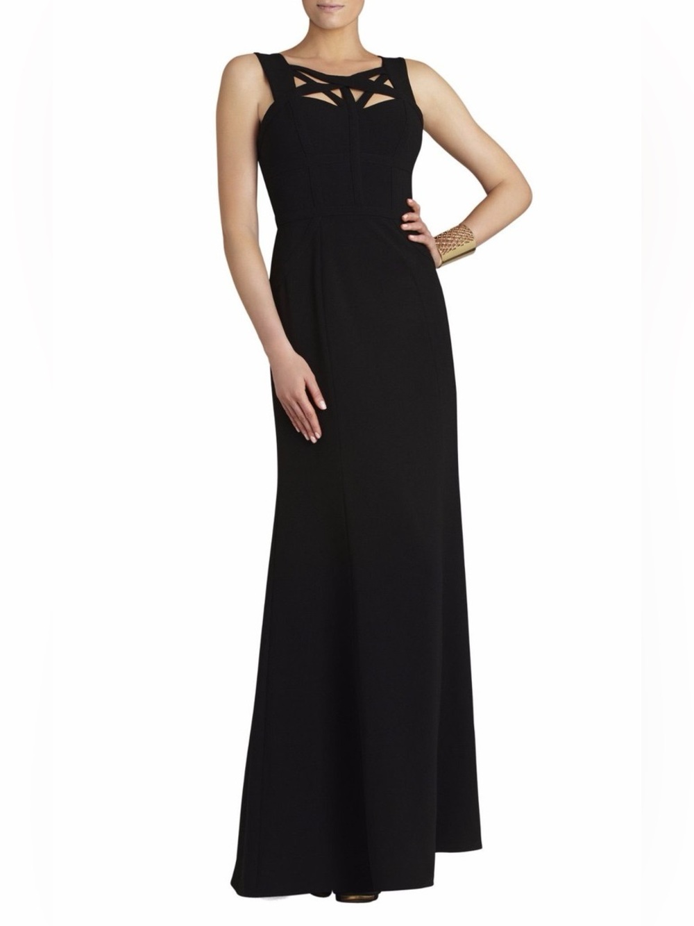 ◾️ BCBGMAXAZRIA BLACK CRISSCROSS STRAPPING BODICE GOWN 🔳